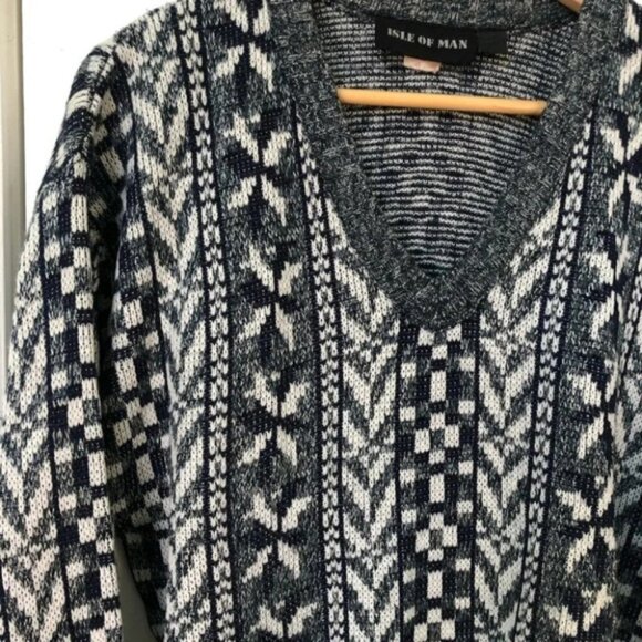 Vintage Isle of Man Geometric Funky Grandpa Sweater - Picture 5 of 6